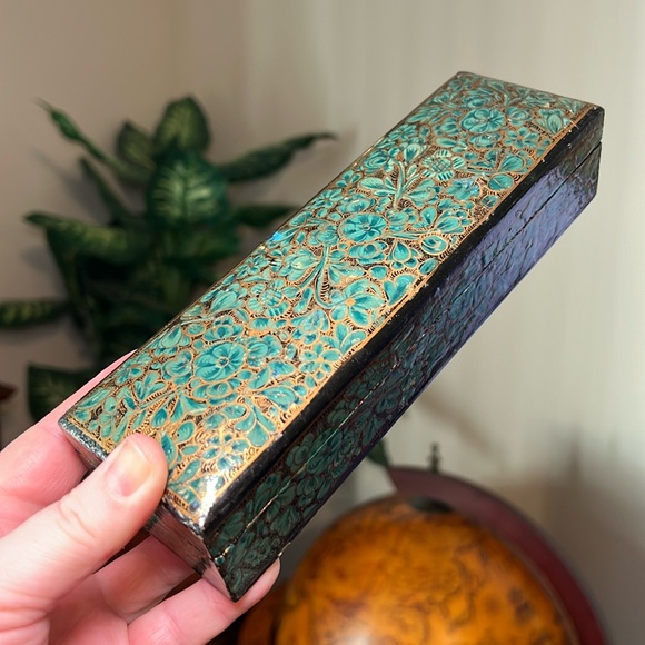 Vintage Other - Vintage Kashmir handpainted floral rectangular lacquered box